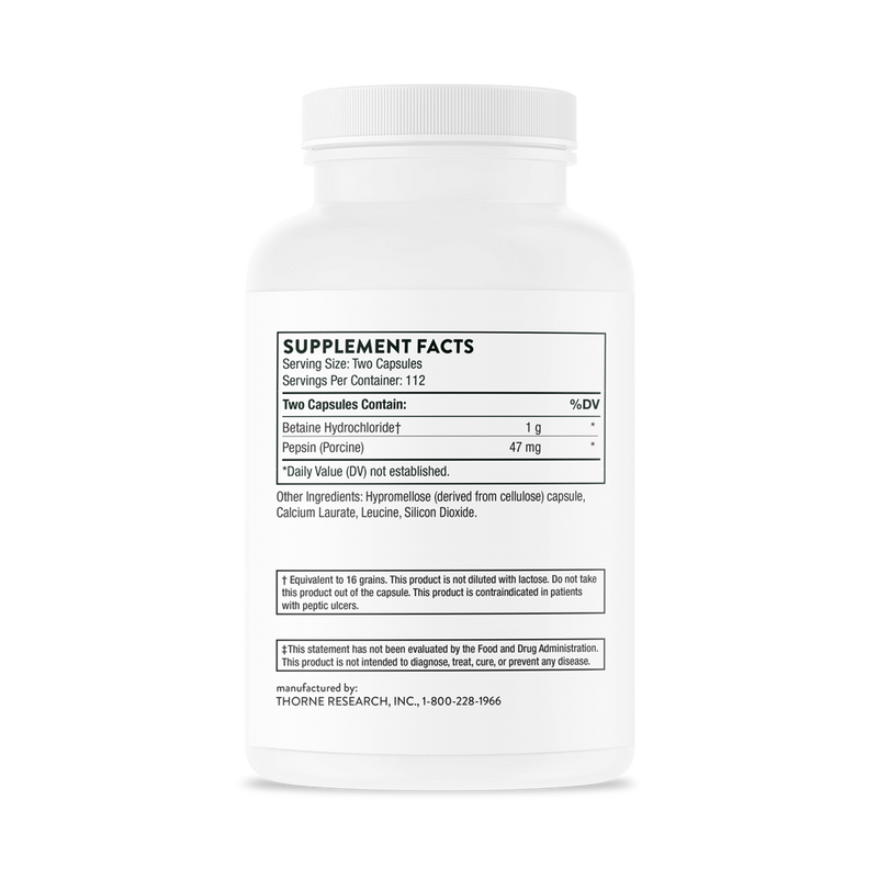 Betaine HCL-Pepsin 225 CT - Clinical Nutrients