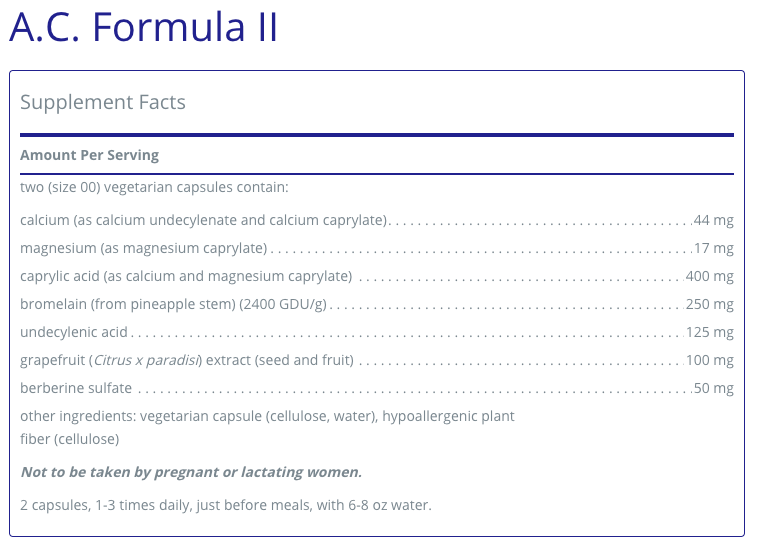 A.C. Formula II 120's - Clinical Nutrients