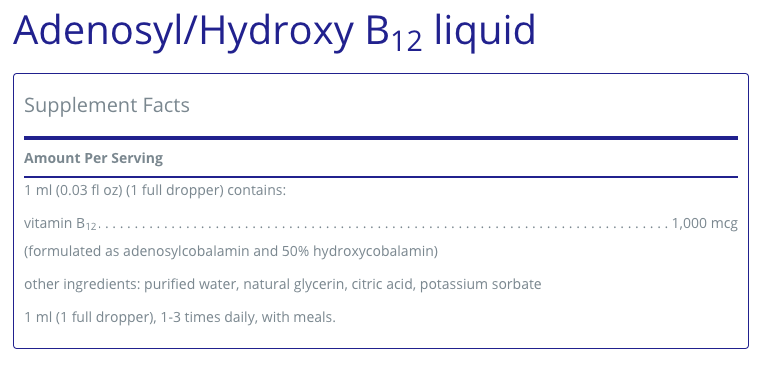 Adenosyl|Hydroxy B12 liquid - Clinical Nutrients