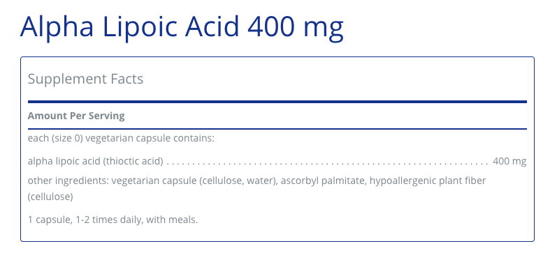 Alpha Lipoic Acid 400 mg 120 C - Clinical Nutrients
