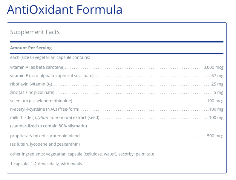 AntiOxidant Formula 120 C - Clinical Nutrients