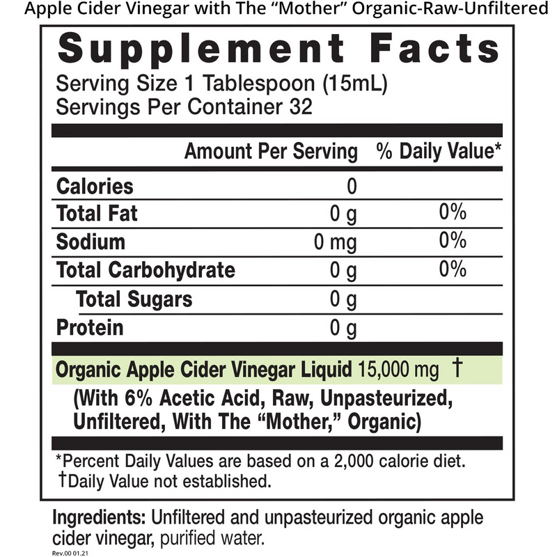 Apple Cider Vinegar with The Mother Organic-Raw-Unfiltered - Clinical Nutrients