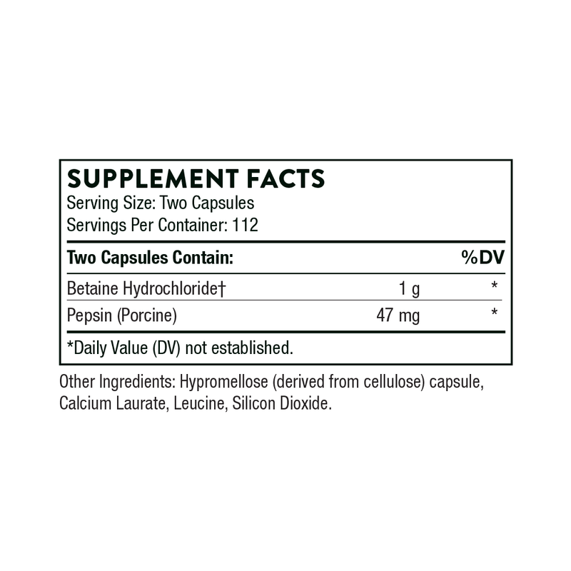 Betaine HCL-Pepsin 225 CT - Clinical Nutrients