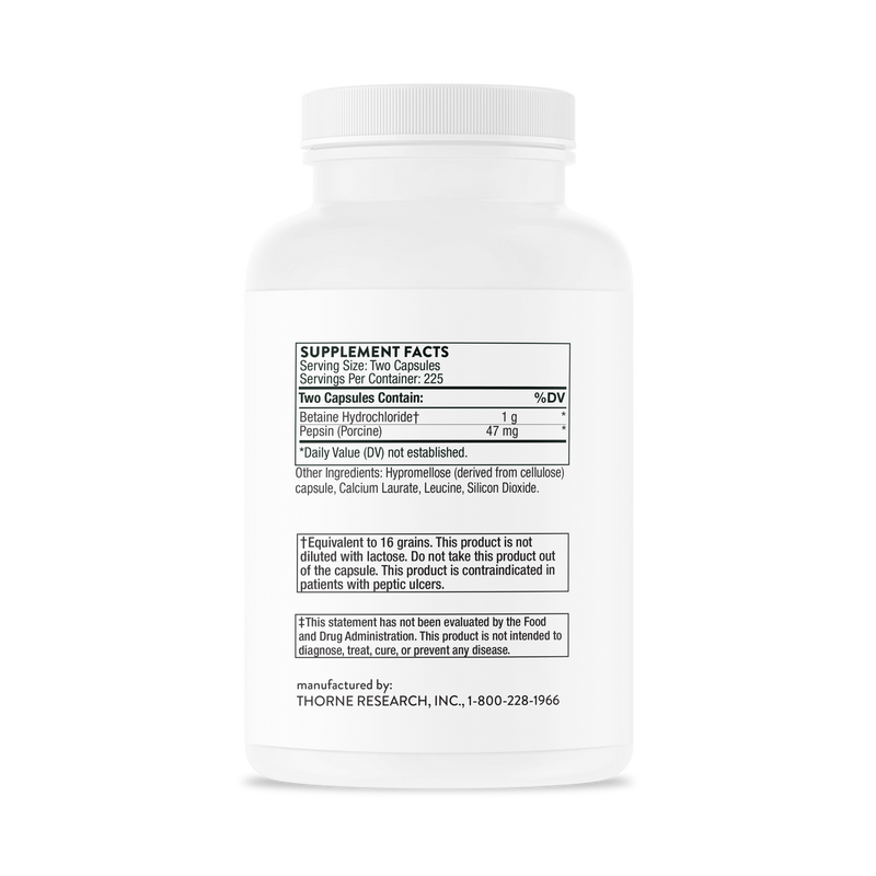 Betaine HCL-Pepsin 450 CT - Clinical Nutrients