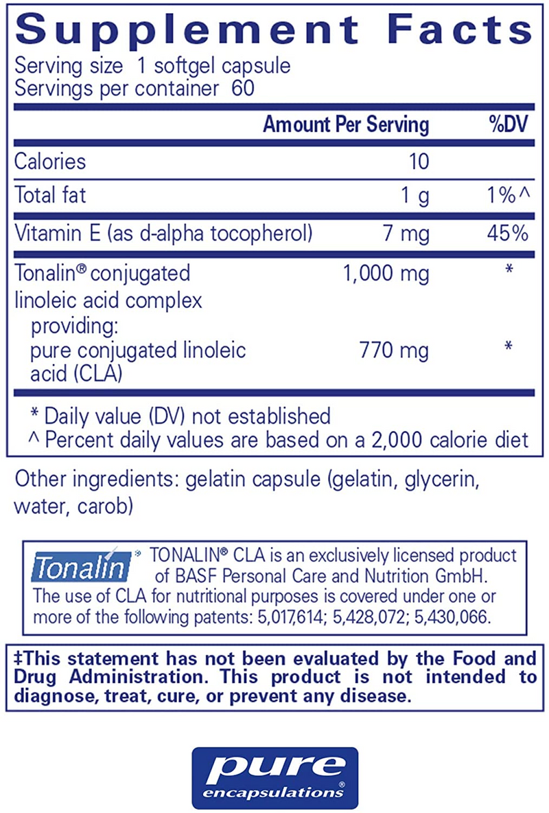 CLA (Conjugated Linoleic Acid) 1000 mg 60 C - Clinical Nutrients