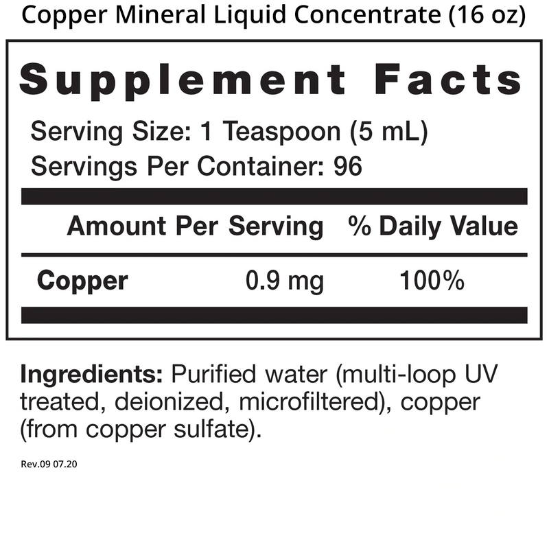Copper Mineral Liquid Concentrate (16 oz) - Clinical Nutrients
