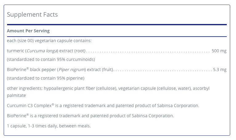 Curcumin 500 with Bioperine 120 C - Clinical Nutrients