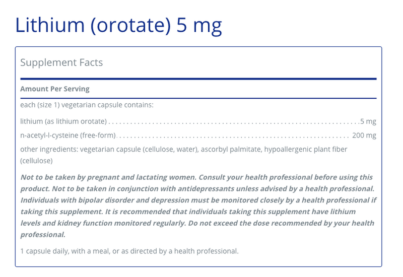 Lithium (orotate) 5mg - 90C - Clinical Nutrients