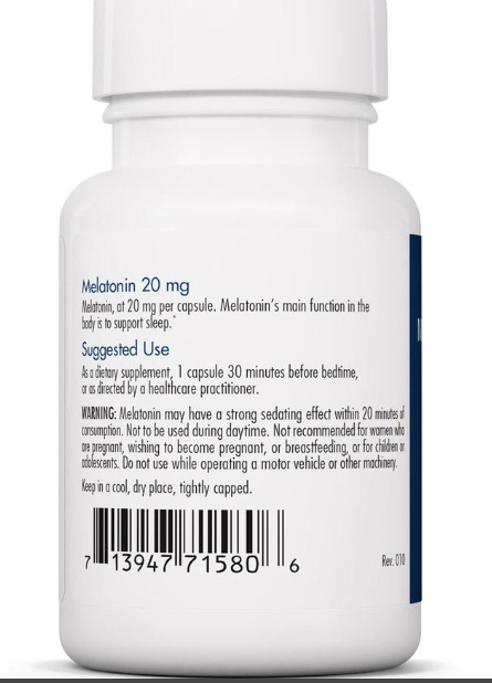 Melatonin 20 mg 60 Capsules - Clinical Nutrients