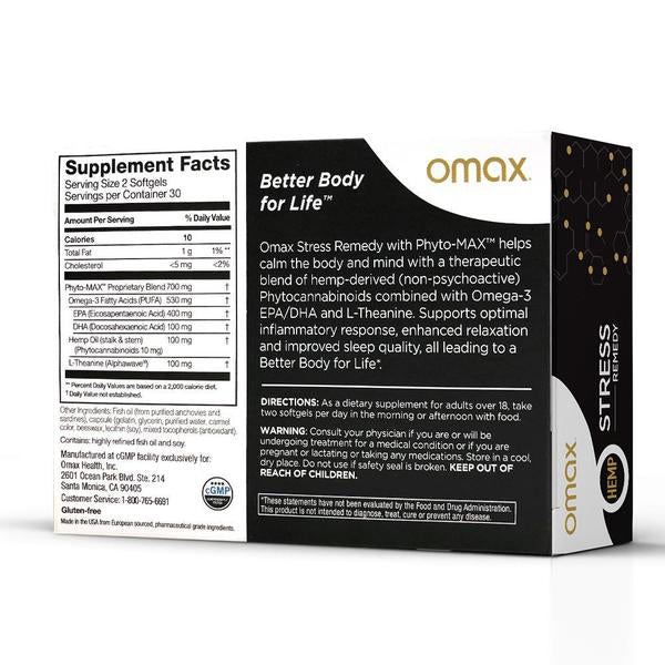 Omax Sleep - Stress Remedy - Hemp CBD Blend 60SG - Clinical Nutrients