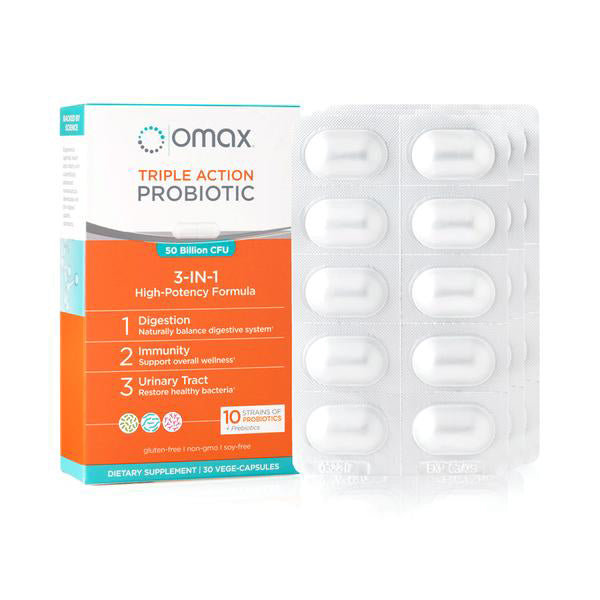 Omax Triple Action Probiotic with Prebiotic Fiber 30 C - Clinical Nutrients