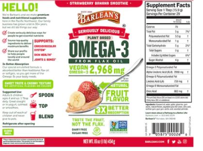 Omega-3 Vegan Strawberry Banana Smoothie 16 oz - Clinical Nutrients