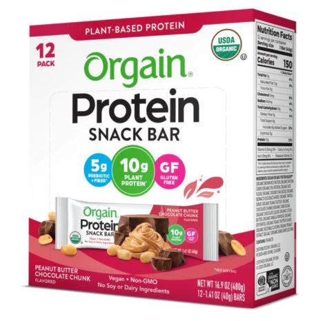 Organic Protein Snack Bar Peanut Butter Chocolate Chunk 12 Bars - Clinical Nutrients
