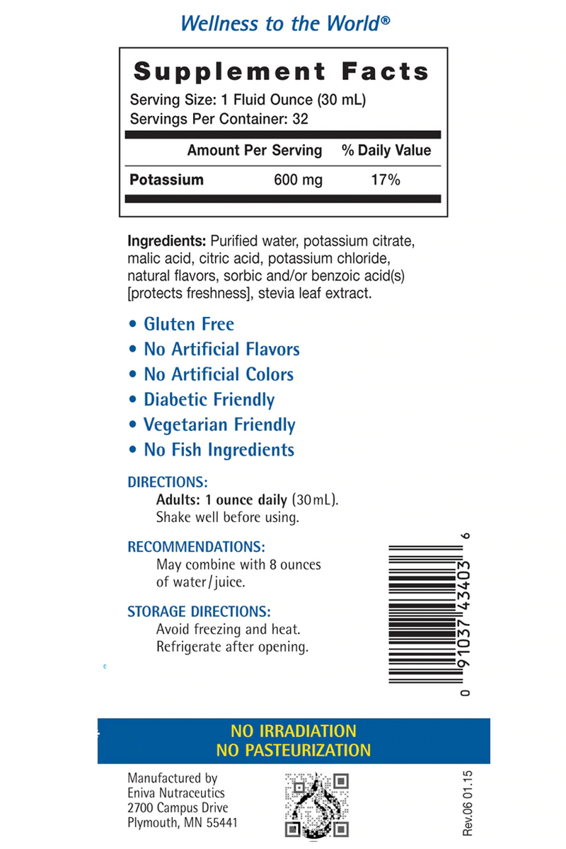 Potassium Mineral Liquid Concentrate (32 oz) - Clinical Nutrients