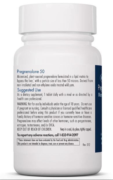 Pregnenolone 50 mg 60 Scored Tablets - Clinical Nutrients