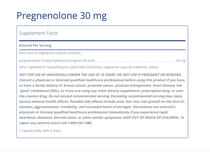 Pregnenolone 30 mg 180 C - Clinical Nutrients