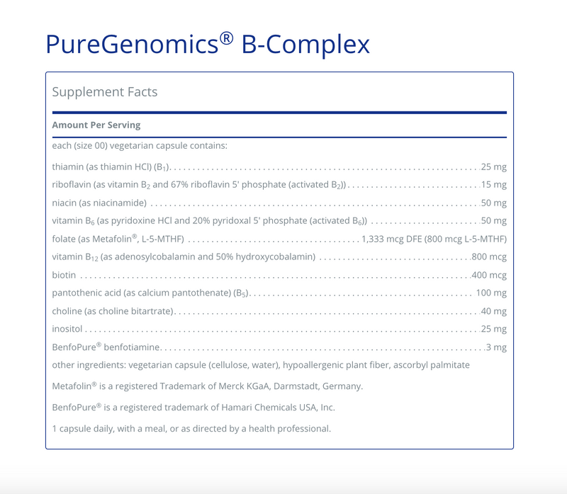 PureGenomics B-Complex 120 C - Clinical Nutrients