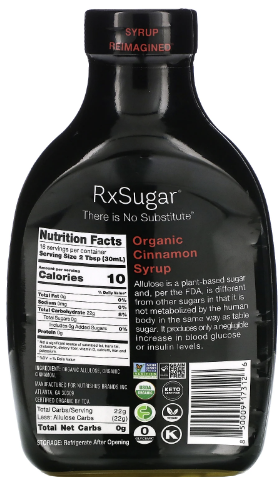 RxSugar® Organic Cinnamon Syrup 16 fl oz - Clinical Nutrients