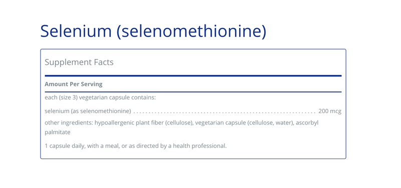 Selenium -selenomethionine- 180C - Clinical Nutrients