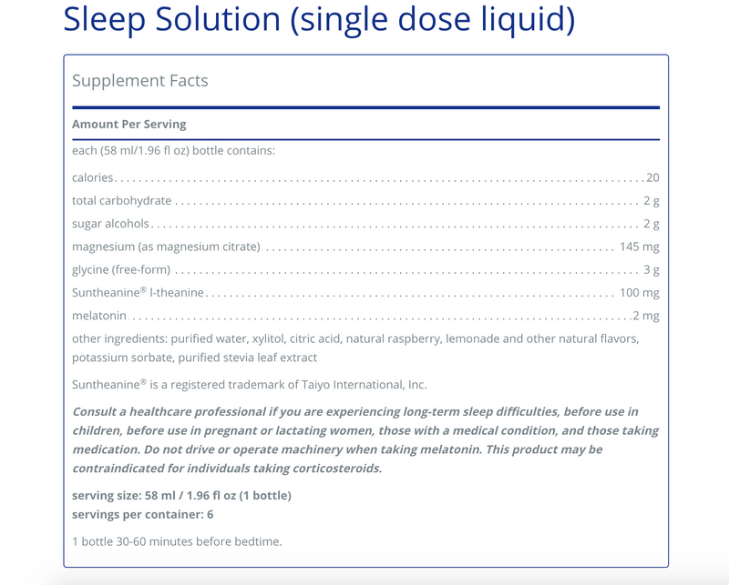 Sleep Solution -single dose liquid-  box of 6 - Clinical Nutrients