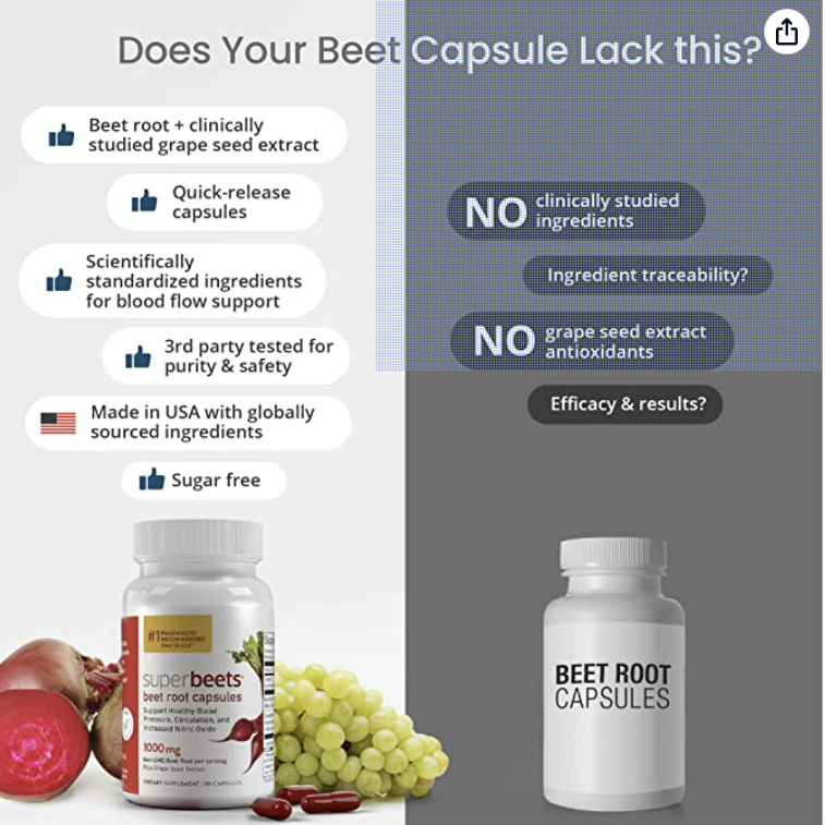 SuperBeets 1000 mg 90 Capsules