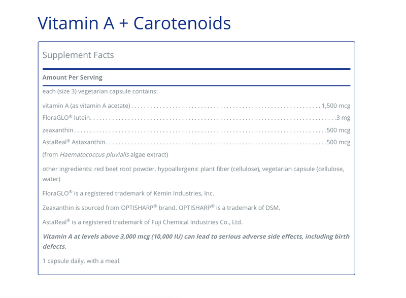 Vitamin A + Carotenoids 90C - Clinical Nutrients