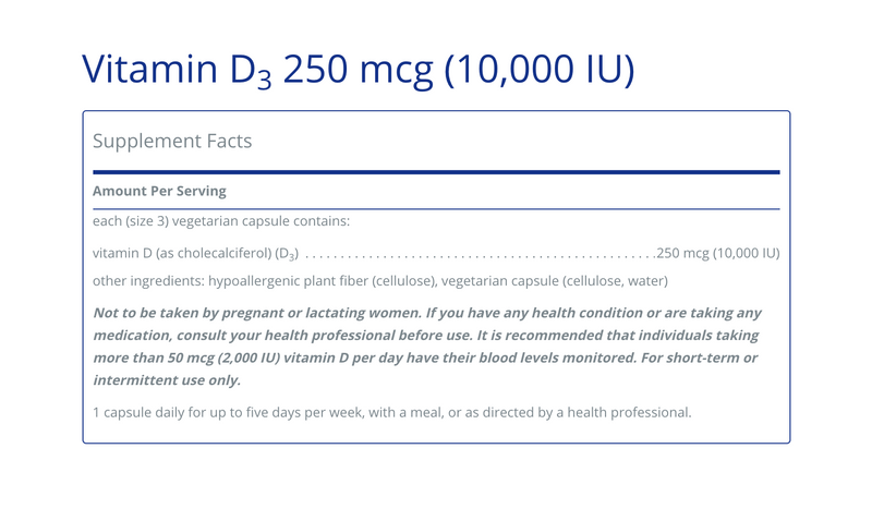 Vitamin D3 250 mcg 10000 IU 120C - Clinical Nutrients