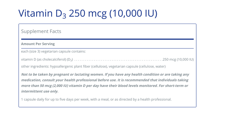 Vitamin D3 250 mcg 10000 IU 60C - Clinical Nutrients