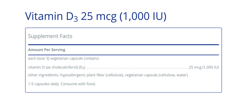 Vitamin D3 25 mcg 1000 IU 60C - Clinical Nutrients