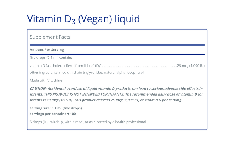 Vitamin D3 Vegan liquid 10mL - Clinical Nutrients