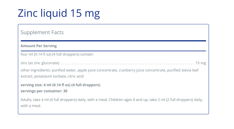 Zinc liquid 15 mg - Clinical Nutrients